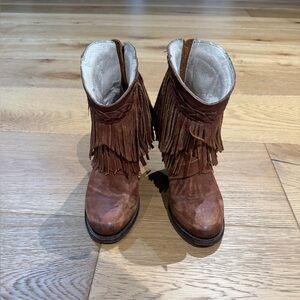 Freebird Tonto Brown Fringe Ankle Boots Sz 7
